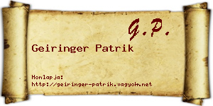 Geiringer Patrik névjegykártya